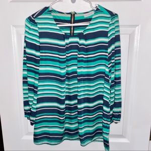 🌟💥Host Pick🌟💥 Green/Blue/White Striped Blouse